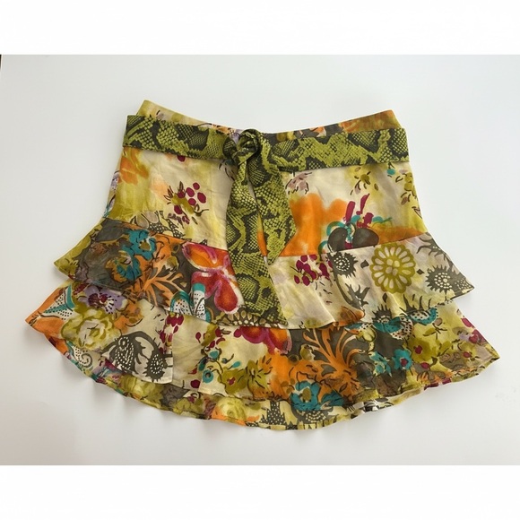 Etro Dresses & Skirts - ETRO Milano 100% Silk Tiered Mini Skirt Floral Print Made in Italy IT 42 Luxury